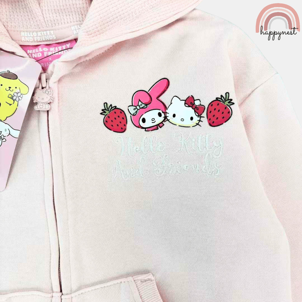 Hello Kitty Girls Jacket + Shorts Set Pink Sanrio Print 2-8Y Kuromi Melody SS496