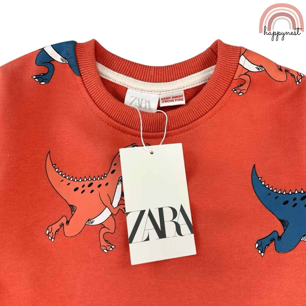 Dinosaur Orange Tracksuit Boys Sweatshirt + Jogger Pants 2-8 Years Old SS502