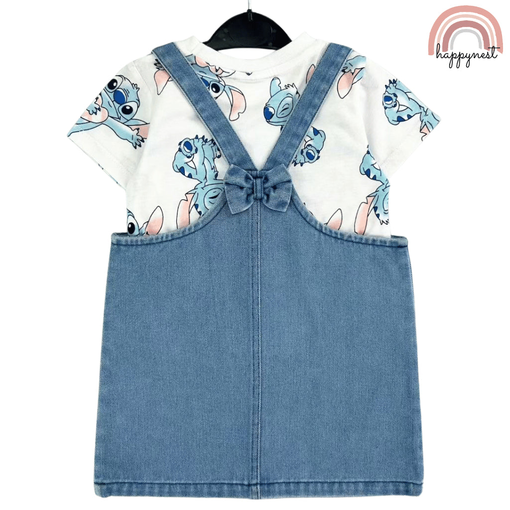 Stitch Denim Jumper + White Shirt Baby Boy Girl Outfit Set 3-36 Months AA281
