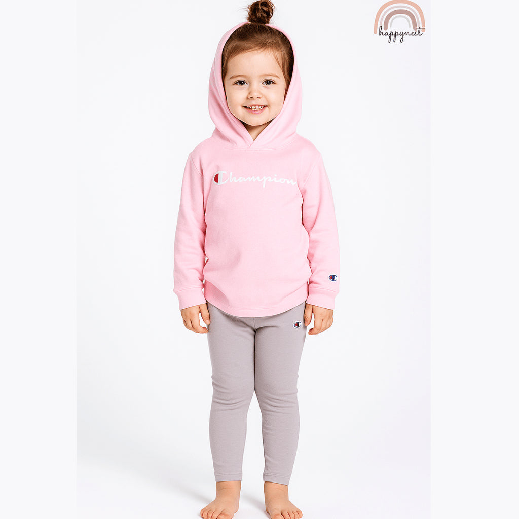 Champion Girls 2-Piece Set Pink Hoodie & Gray Leggings Outfit Kidswear 4-6 Years SS23