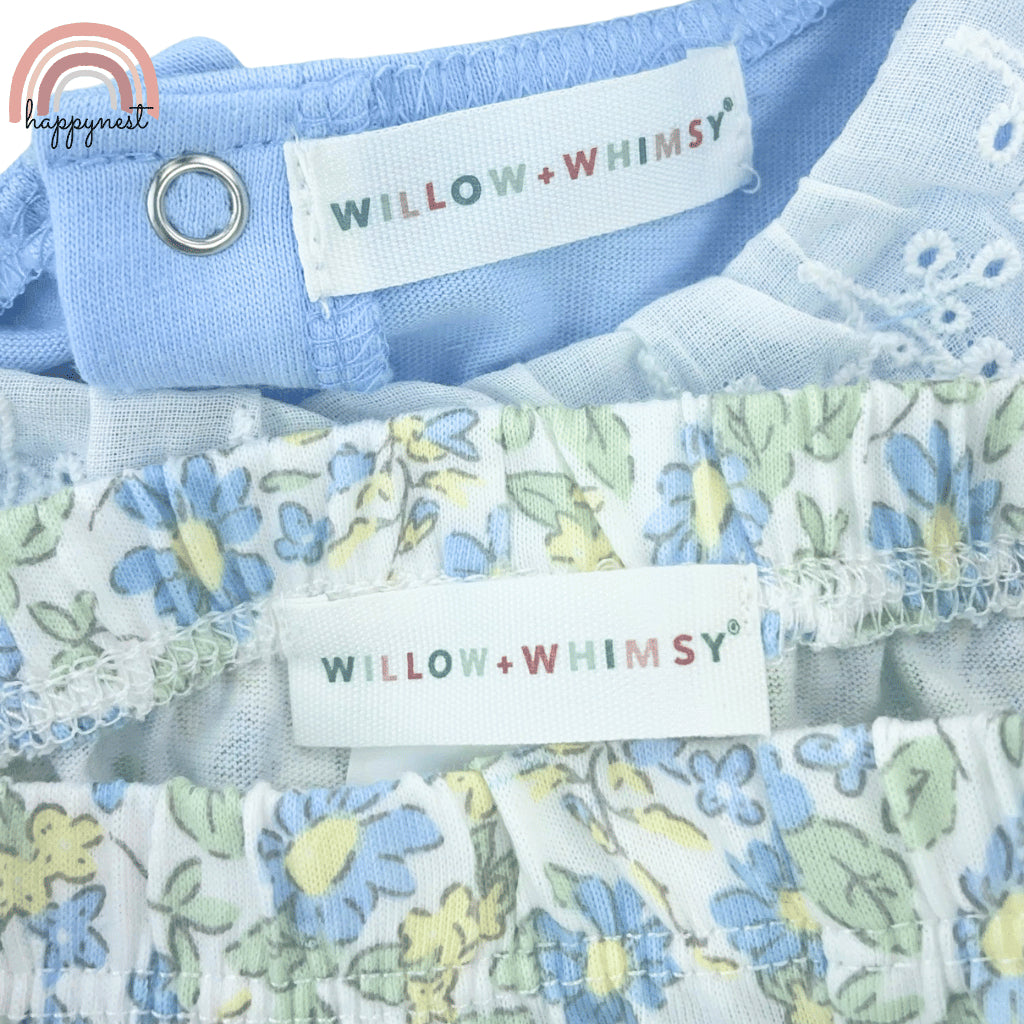 Baby Girl 3-Piece Blue Shirt Shorts and Headband Set 3-12 Months Outfit PH AA222