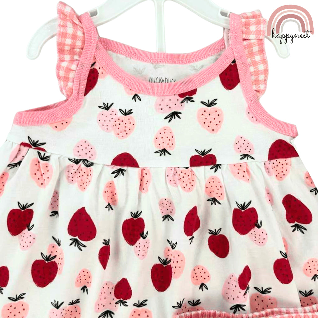 Strawberry Baby Dress + Panty + Hat Set for Girls 6-24 Months | 3-Piece AA252