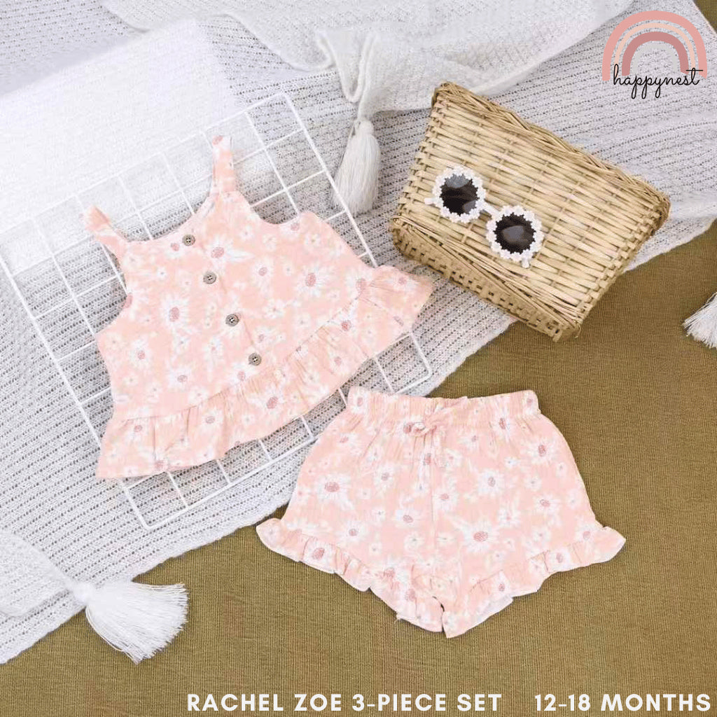 Baby Girls OOTD Summer Rachel Zoe Pink Floral 3-Piece Set for 12-24 Months AA251