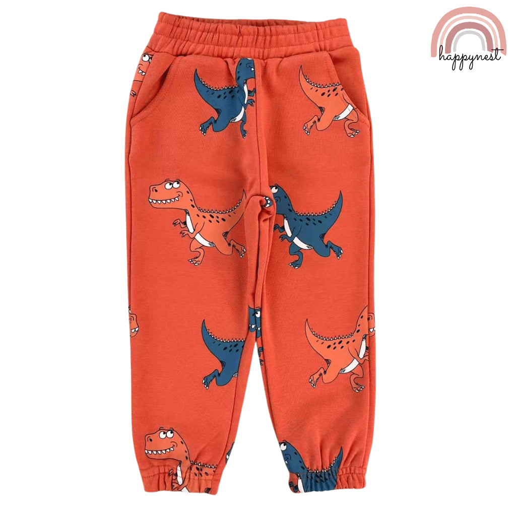 Dinosaur Orange Tracksuit Boys Sweatshirt + Jogger Pants 2-8 Years Old SS502