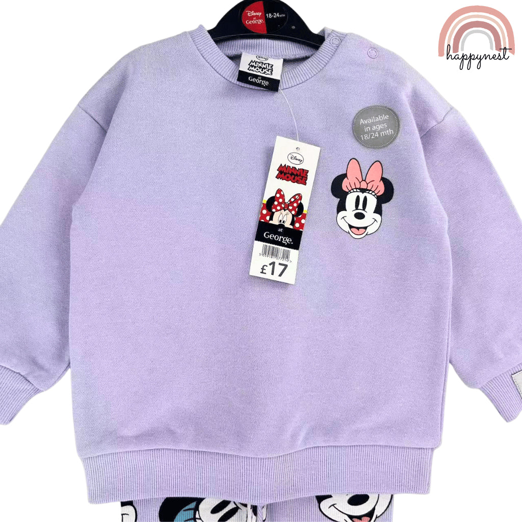 Minnie Purple Tracksuit Baby Girl Sweatshirt + Leggings Set 6-36 Months SS522