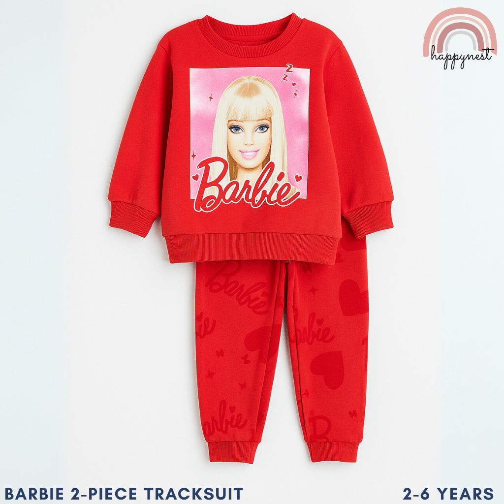 Barbie Girls Tracksuit 2-Piece Set Red Sweatshirt & Jogger Pants 2-6 Years SS148