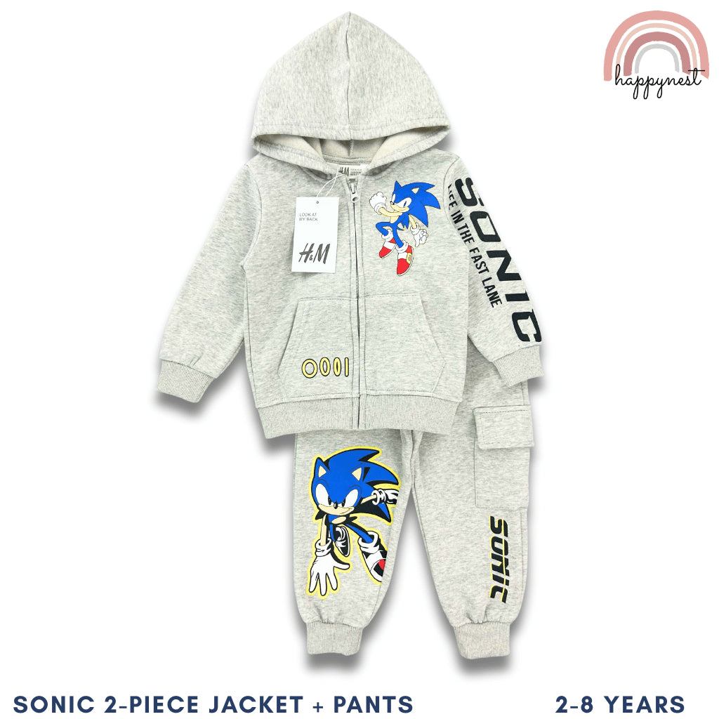 Sonic Gray Jacket and Jogger Pants Set for Boys | 2-Piece Tracksuit Outfit (2-6 Years) SS476