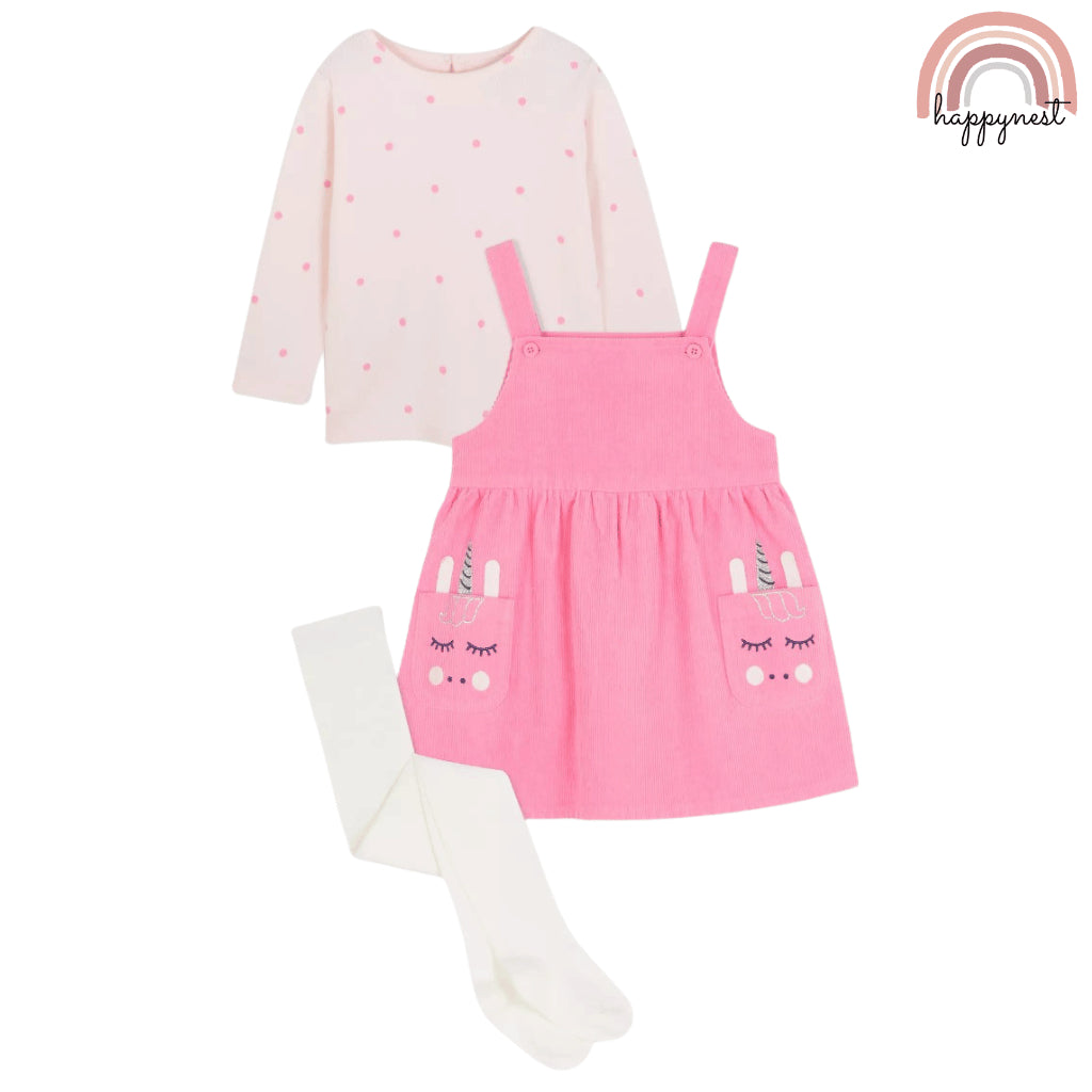 George 3-Piece Pink Jumper Shirt and Stockings Set for Girls 3-36 Months PH AA200