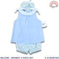 Baby Girl 3-Piece Blue Shirt Shorts and Headband Set 3-12 Months Outfit PH AA222