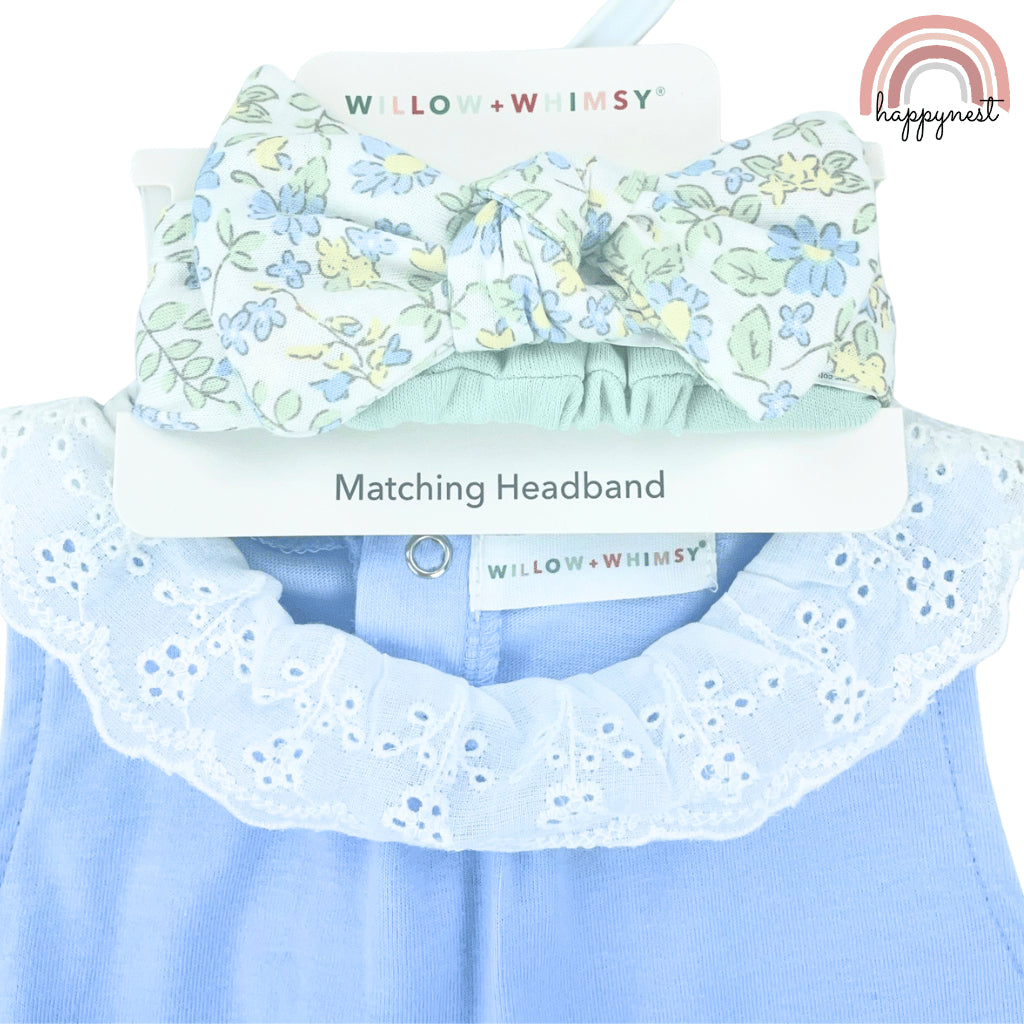 Baby Girl 3-Piece Blue Shirt Shorts and Headband Set 3-12 Months Outfit PH AA222