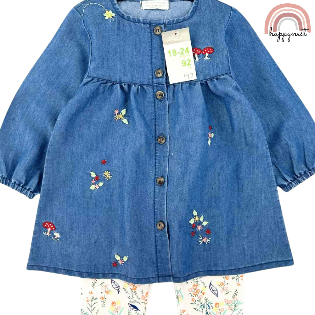 George Denim Shirt and Floral Leggings Set for Baby Girls 3-36 Months PH AA206