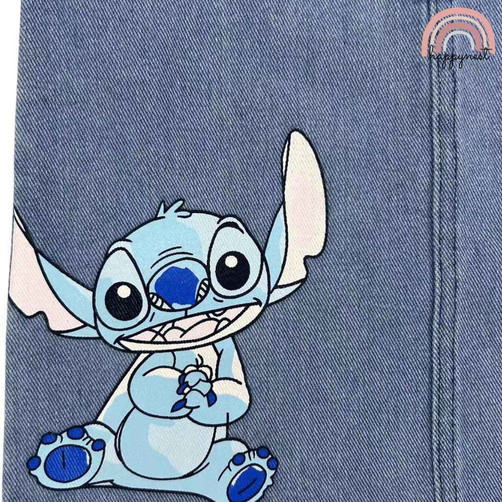 Stitch Denim Jumper + White Shirt Baby Boy Girl Outfit Set 3-36 Months AA281