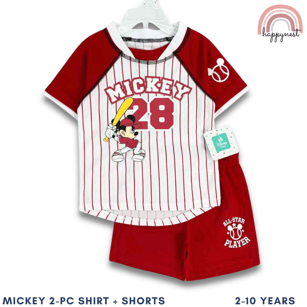 Boys Mickey Red Baseball Shirt & Shorts Set | Sports Outfit for Kids 2-4 Years