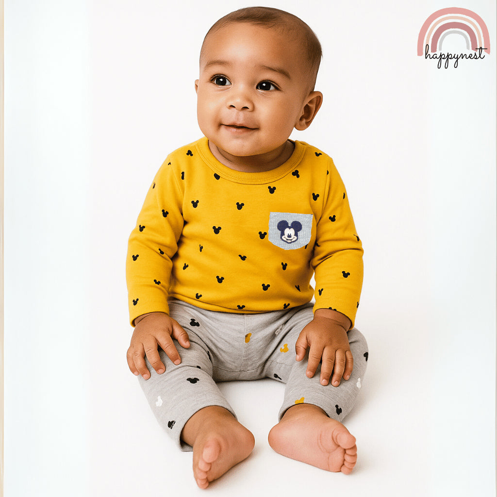 Mickey Mouse Tracksuit Yellow Baby Sweatshirt and Terno Set Premium Tracksuit 0-9 Months SS126