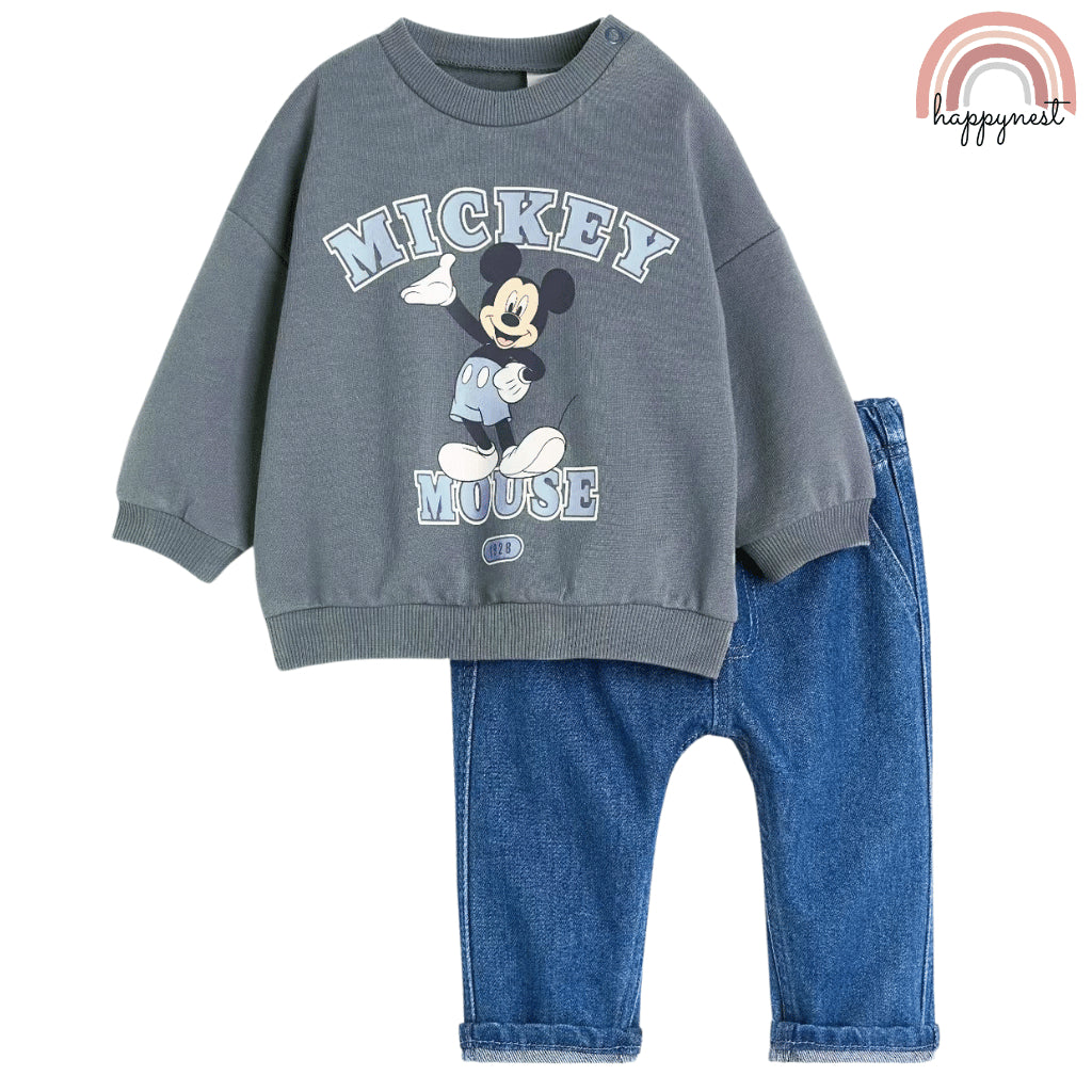 Mickey Mouse Baby Clothes 2-Piece Set Sweatshirt & Jeans Outfit 3-36 Months SS470