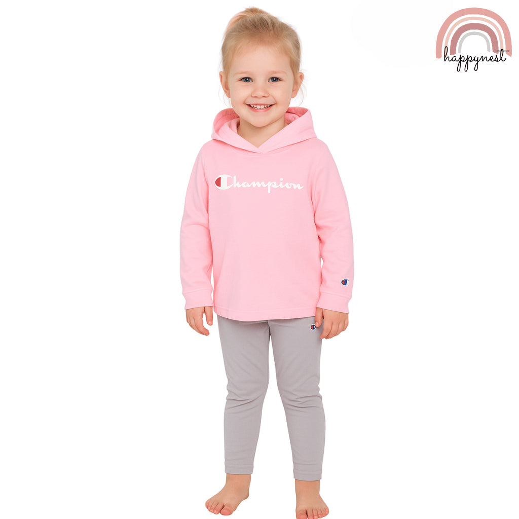 Champion Girls 2-Piece Set Pink Hoodie & Gray Leggings Outfit Kidswear 4-6 Years SS23