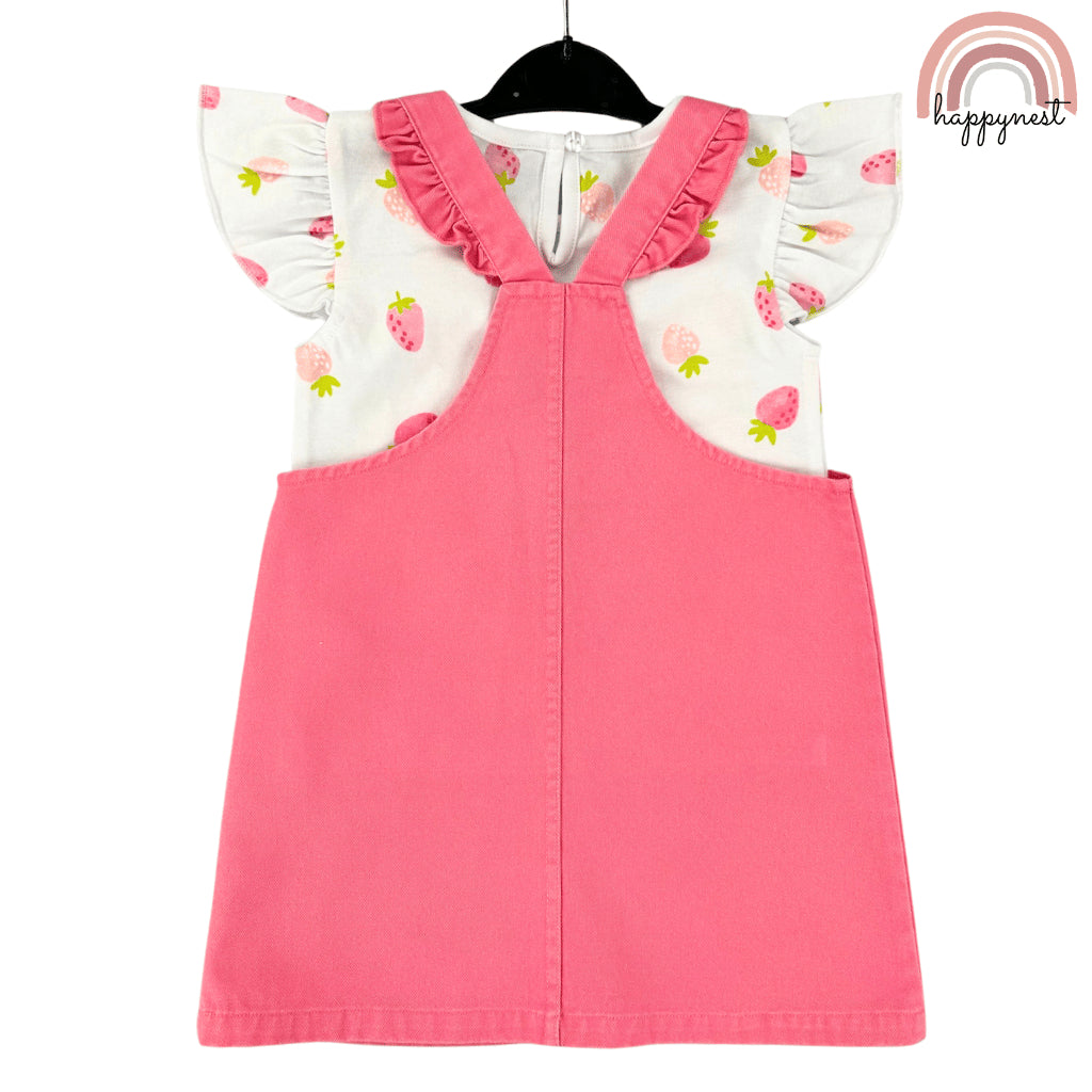 George Pink Denim Jumper Dress and Shirt Set for Girls 3-36 Months PH AA193