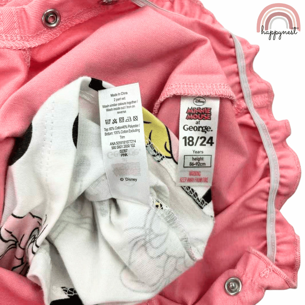 Minnie Mouse Pink Denim Jumper + Shirt Set for Girls 3-36 Months AA237