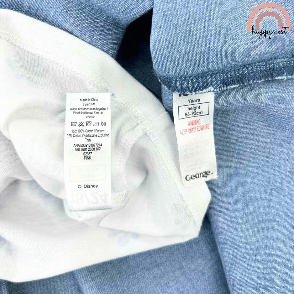 George Baby Girl Outfit 2-Piece White Shirt + Denim Jumper Dress 3-36M AA279