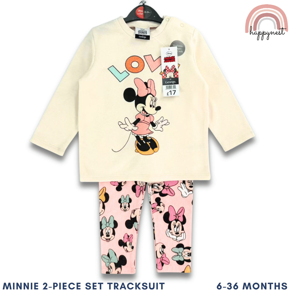 Minnie Beige Tracksuit Baby Girl Sweatshirt + Leggings Set 6-36 Months SS523