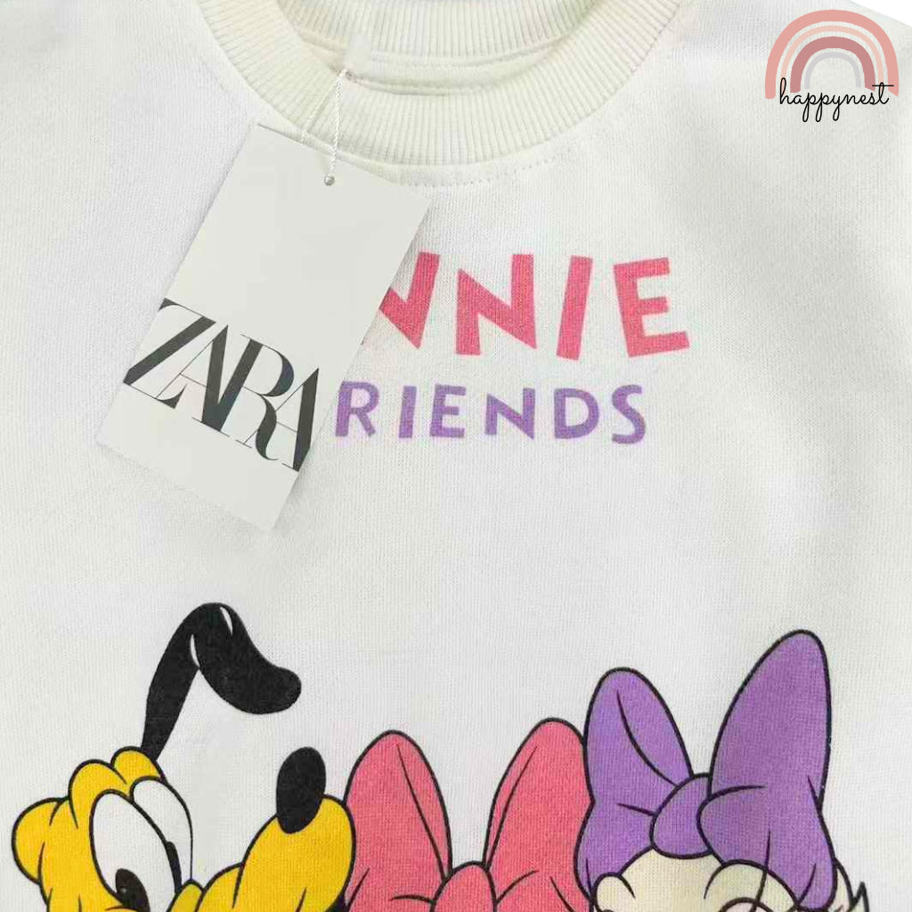 Minnie & Friends 2-Piece Tracksuit – White Top & Pink Polka Dot Joggers Girls 2–8 Yrs (SS513)