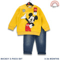 Mickey Mouse Baby Clothes 2-Piece Set Yellow Sweatshirt & Jeans 3-36 Months SS473