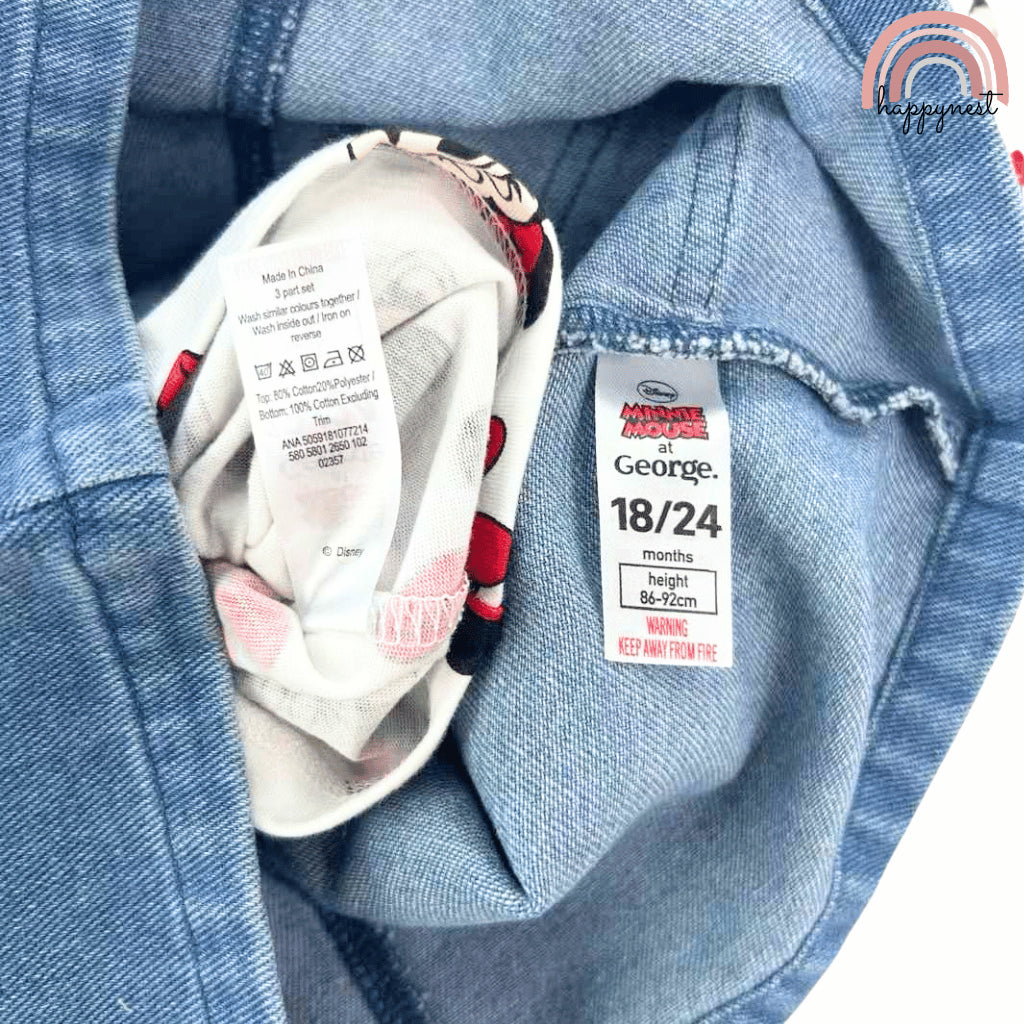 Minnie Mouse Denim Jumper Dress + Shirt Set for Girls 3-36 Months | 2-Piece AA236