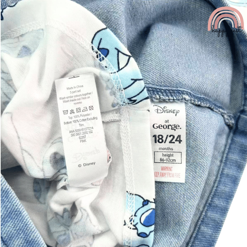 Stitch Denim Jumper + White Shirt Baby Boy Girl Outfit Set 3-36 Months AA281