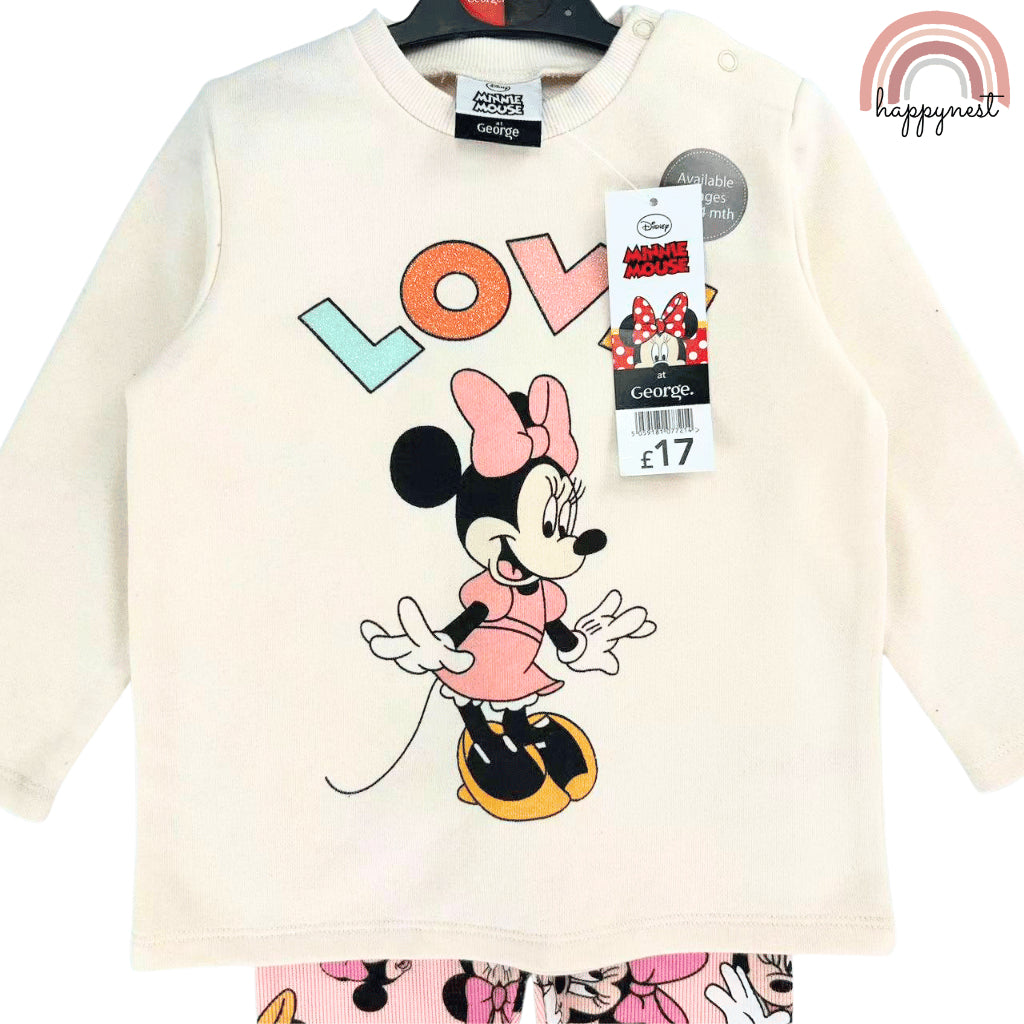 Minnie Beige Tracksuit Baby Girl Sweatshirt + Leggings Set 6-36 Months SS523