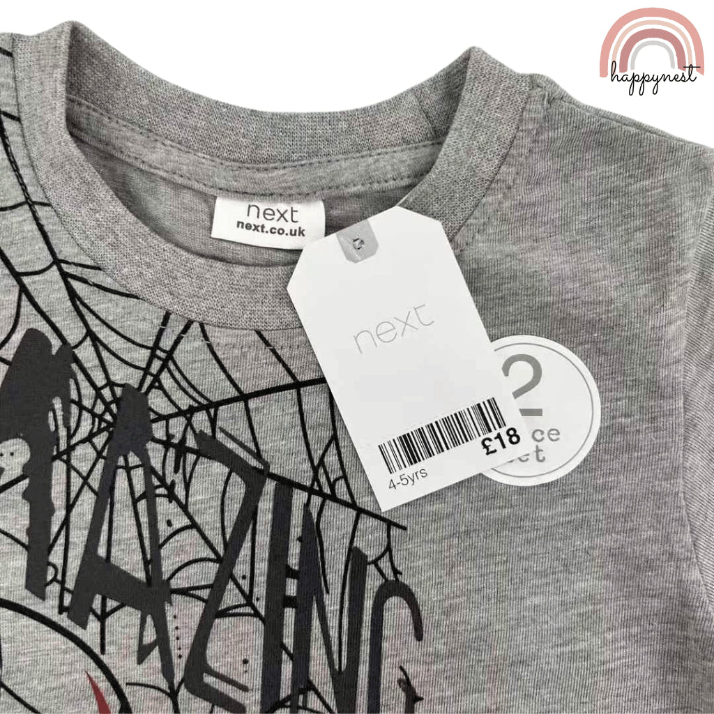 Spiderman Boys Gray Spider Hero Shirt & Navy Shorts Set | Kids Summer Outfit 2-10 Years AA288