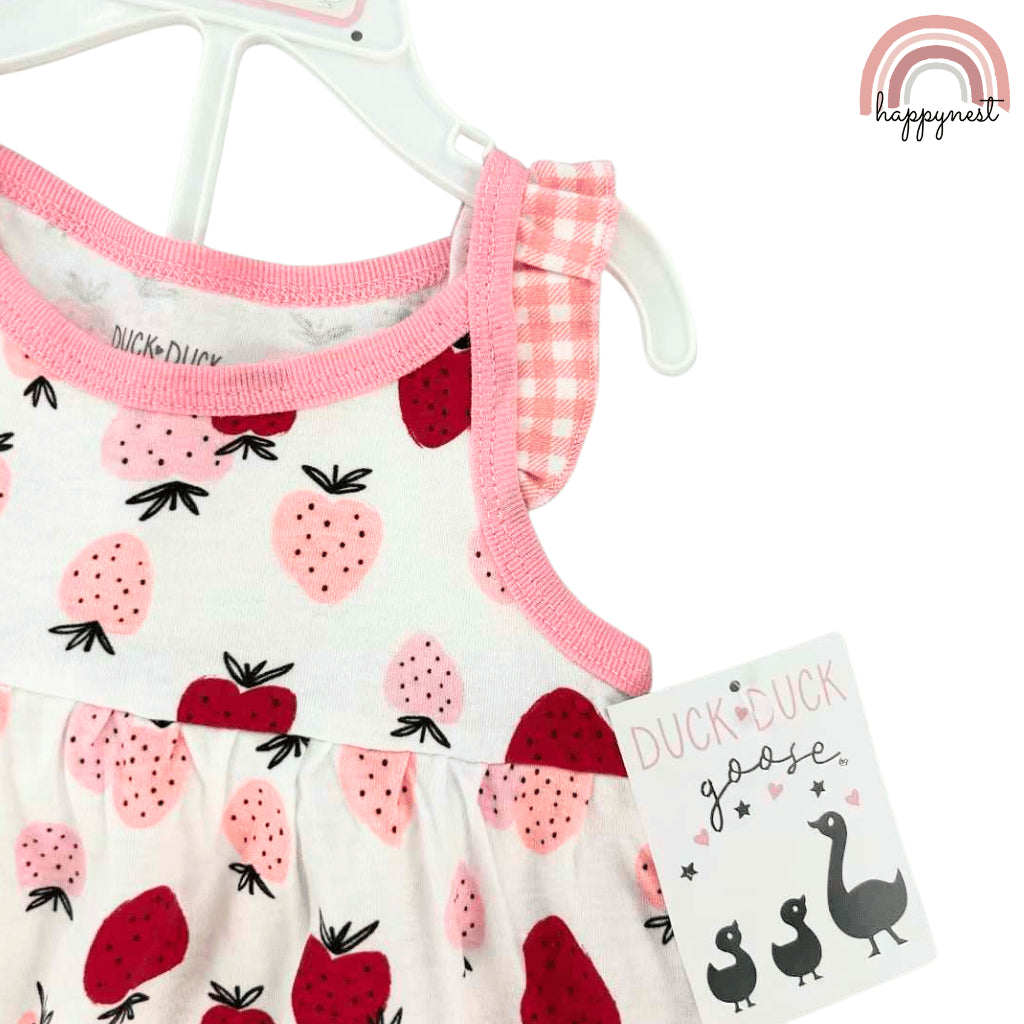 Strawberry Baby Dress + Panty + Hat Set for Girls 6-24 Months | 3-Piece AA252