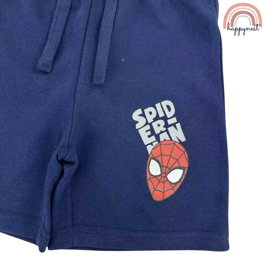 Spiderman Boys Gray Spider Hero Shirt & Navy Shorts Set | Kids Summer Outfit 2-10 Years AA288