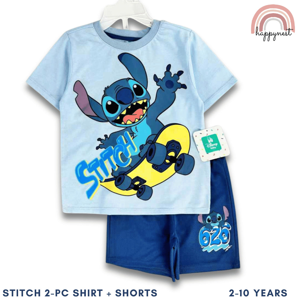 Boys Blue Stitch Skateboard Shirt & Shorts Set | Kids Outfit 2-4 Years AA290