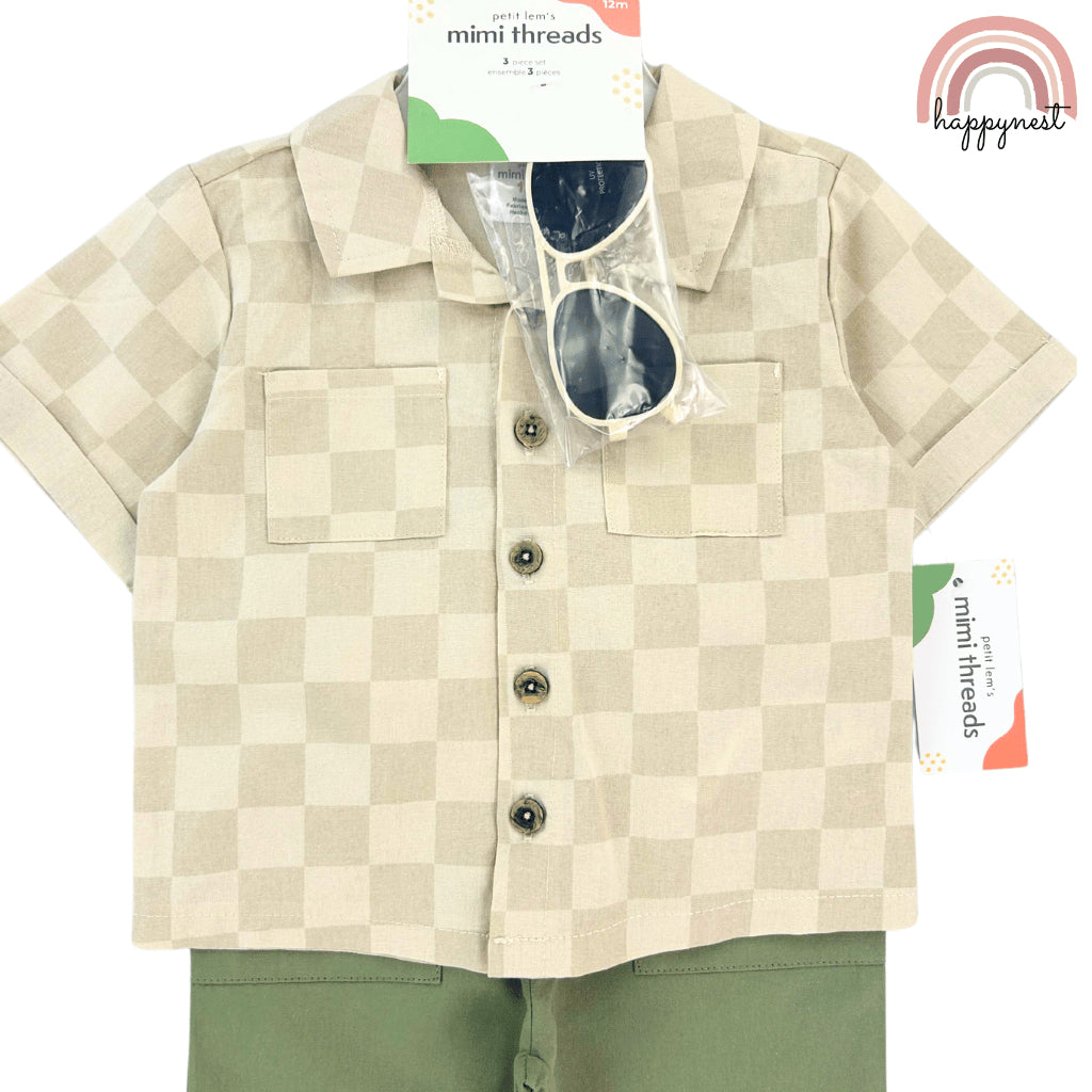 Mimi Threads Polo Shirt Pants and Sunglasses Set for Boys 12-24 Months PH AA232