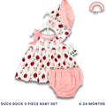 Strawberry Baby Dress + Panty + Hat Set for Girls 6-24 Months | 3-Piece AA252