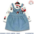 Minnie Mouse Baby Girl Outfit 2-Piece White Shirt + Denim Jumper Dress 3-36M AA280