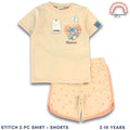 Girls Stitch Ohana Shirt & Shorts Set | Summer Outfit for Kids 2-10 Years AA293