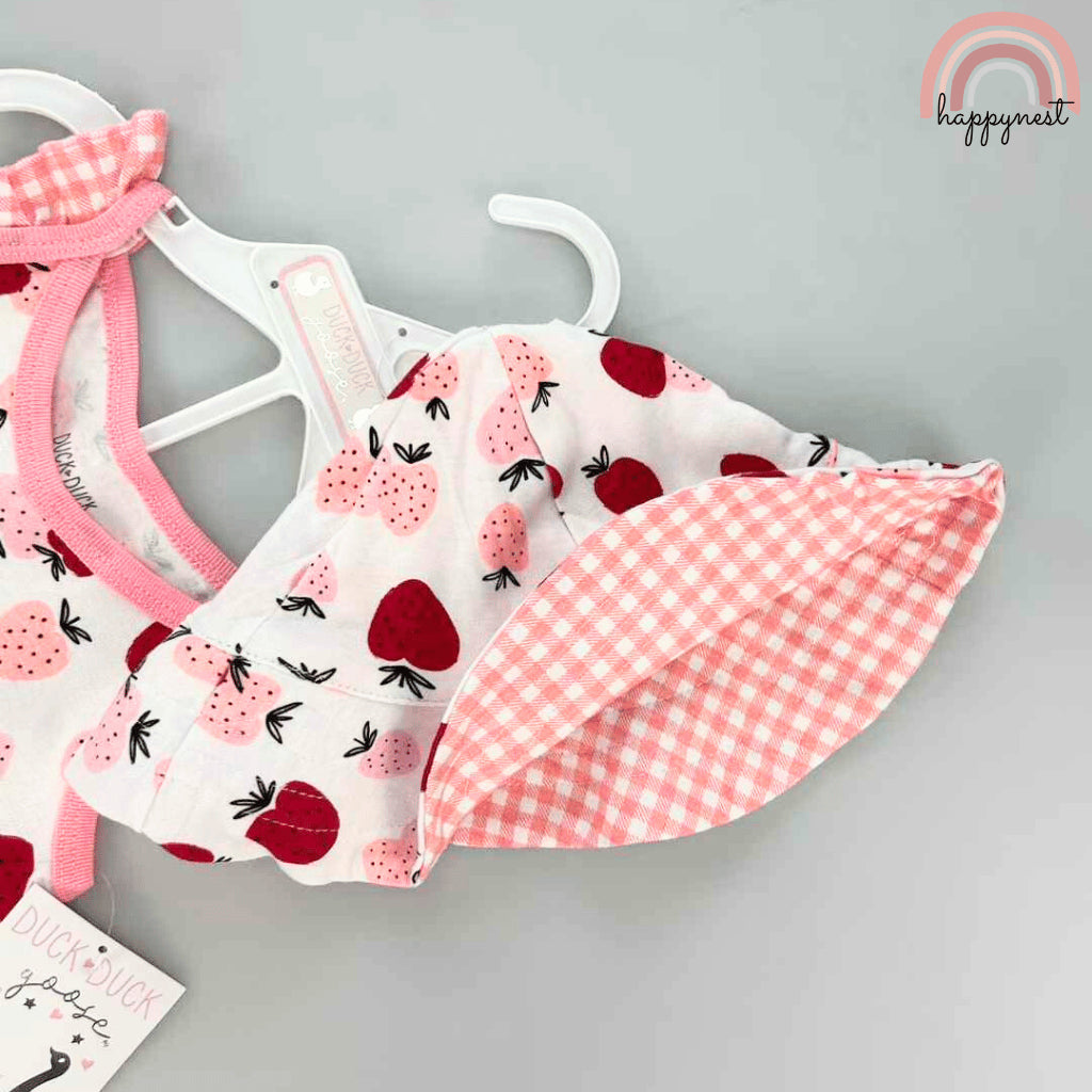 Strawberry Baby Dress + Panty + Hat Set for Girls 6-24 Months | 3-Piece AA252