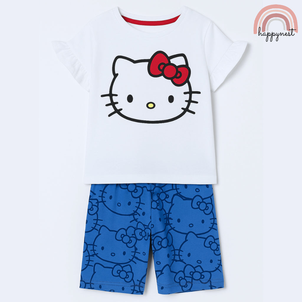 Hello Kitty Shirt + Shorts Set Terno GIrls AA184 2-10 Years