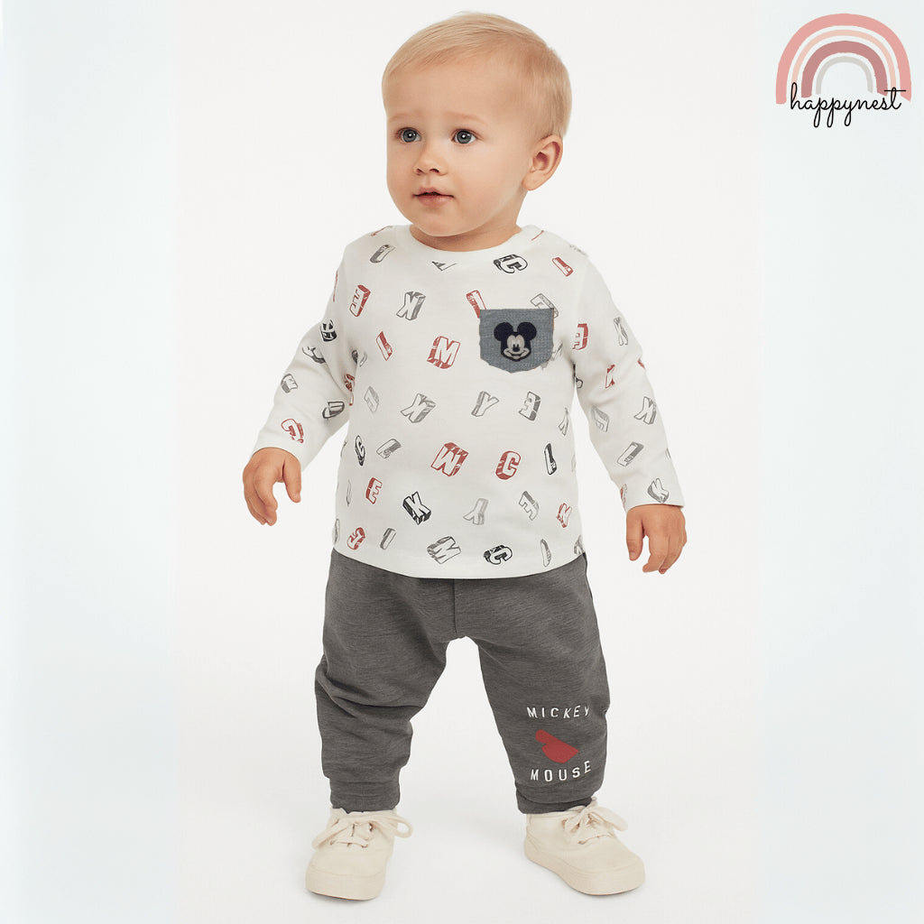 Mickey Mouse Baby Clothes 2-Piece Set Long Sleeve Top & Pants 0-9 Months SS123