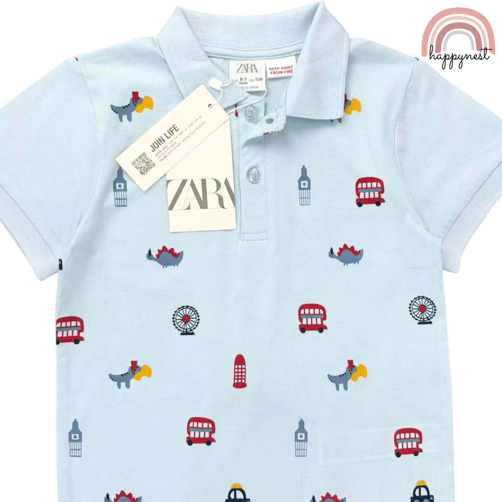Boys Polo Shirt and Shorts Set - Light Blue 2-Piece OOTD Kids | Toddler Clothes (2-10 Years) AA229