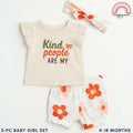 Baby Girls Kind People 3-Piece Outfit with Top Bloomers Headband | 0-18 Months AA264