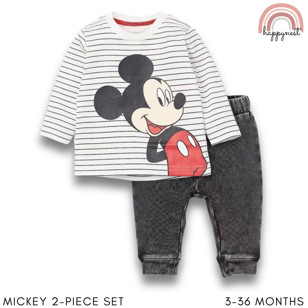 Mickey Mouse Baby Clothes 2-Piece Set Striped Shirt & Pants 3-36 Months SS472