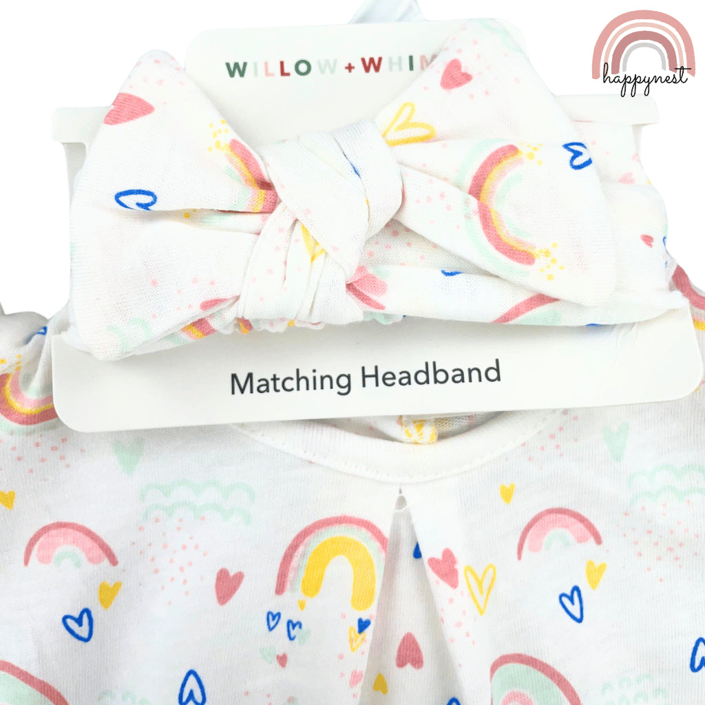 Baby Girl 3-Piece Rainbow Shirt Shorts and Headband Set 3-12 Months PH AA221
