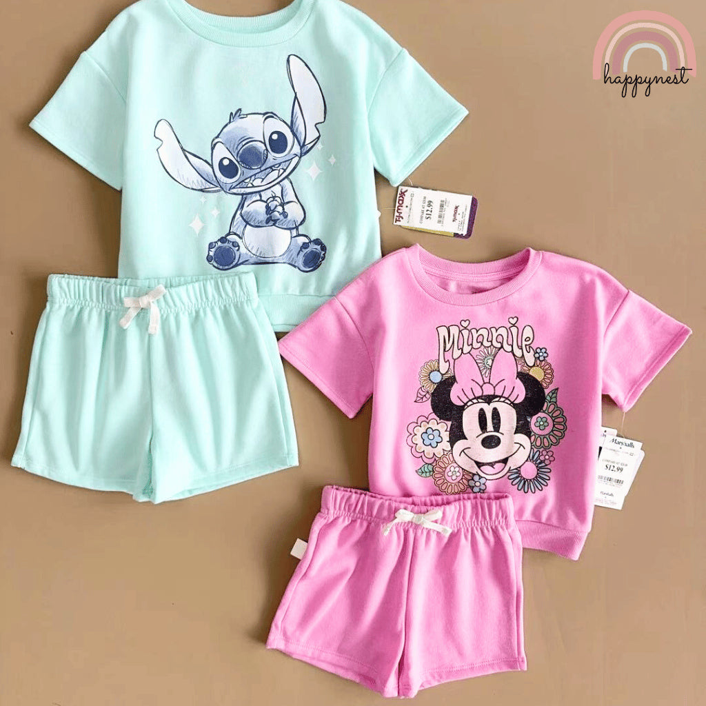 Stitch Shirt and Shorts Set for Kids - Blue 2pc Outfit 2-10 Yrs | AA245
