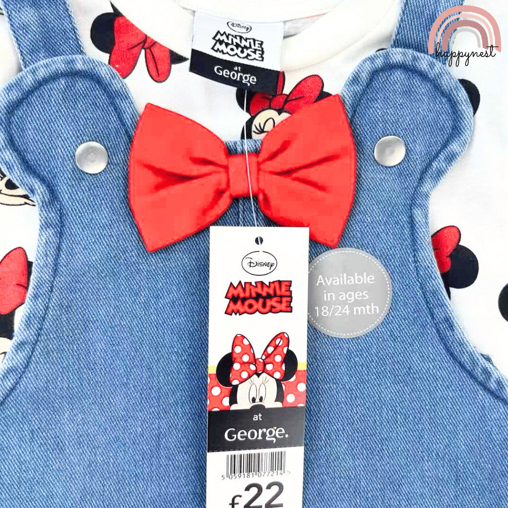 Minnie Mouse Denim Jumper Dress + Shirt Set for Girls 3-36 Months | 2-Piece AA236