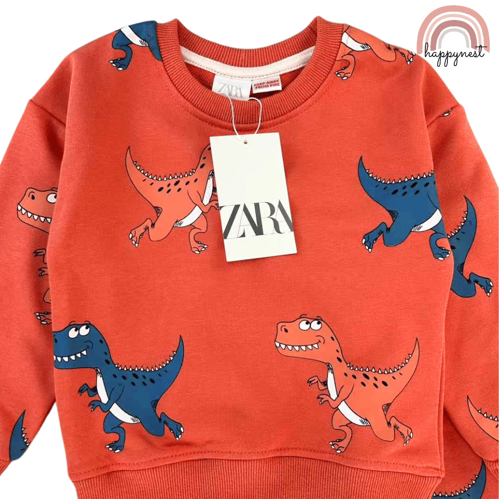 Dinosaur Orange Tracksuit Boys Sweatshirt + Jogger Pants 2-8 Years Old SS502
