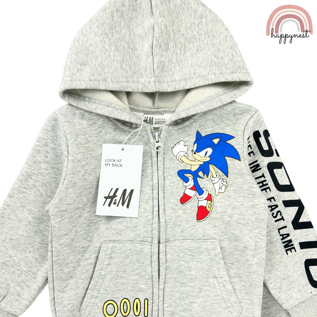 Sonic Gray Jacket and Jogger Pants Set for Boys | 2-Piece Tracksuit Outfit (2-6 Years) SS476