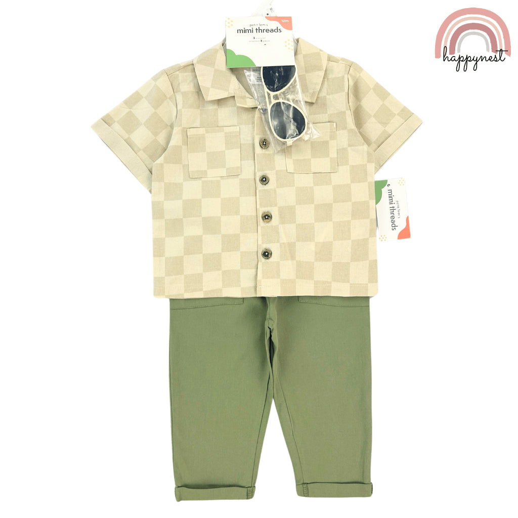 Mimi Threads Polo Shirt Pants and Sunglasses Set for Boys 12-24 Months PH AA232