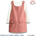 George Brown Jumper Dress + Beige Shirt Set for Girls 2-8 Years Old Outfit AA205